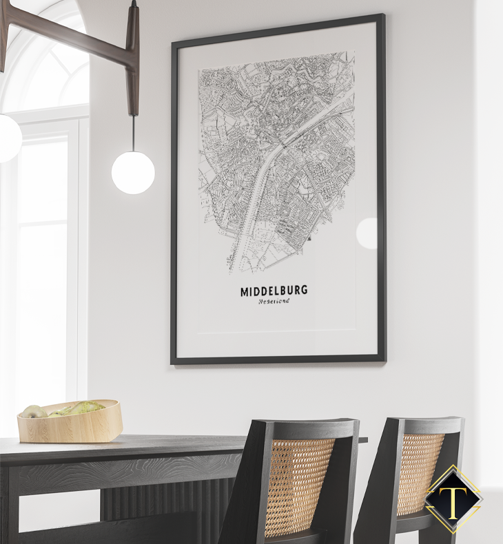 STREET MAP MIDDELBURG WANDDECORATIE