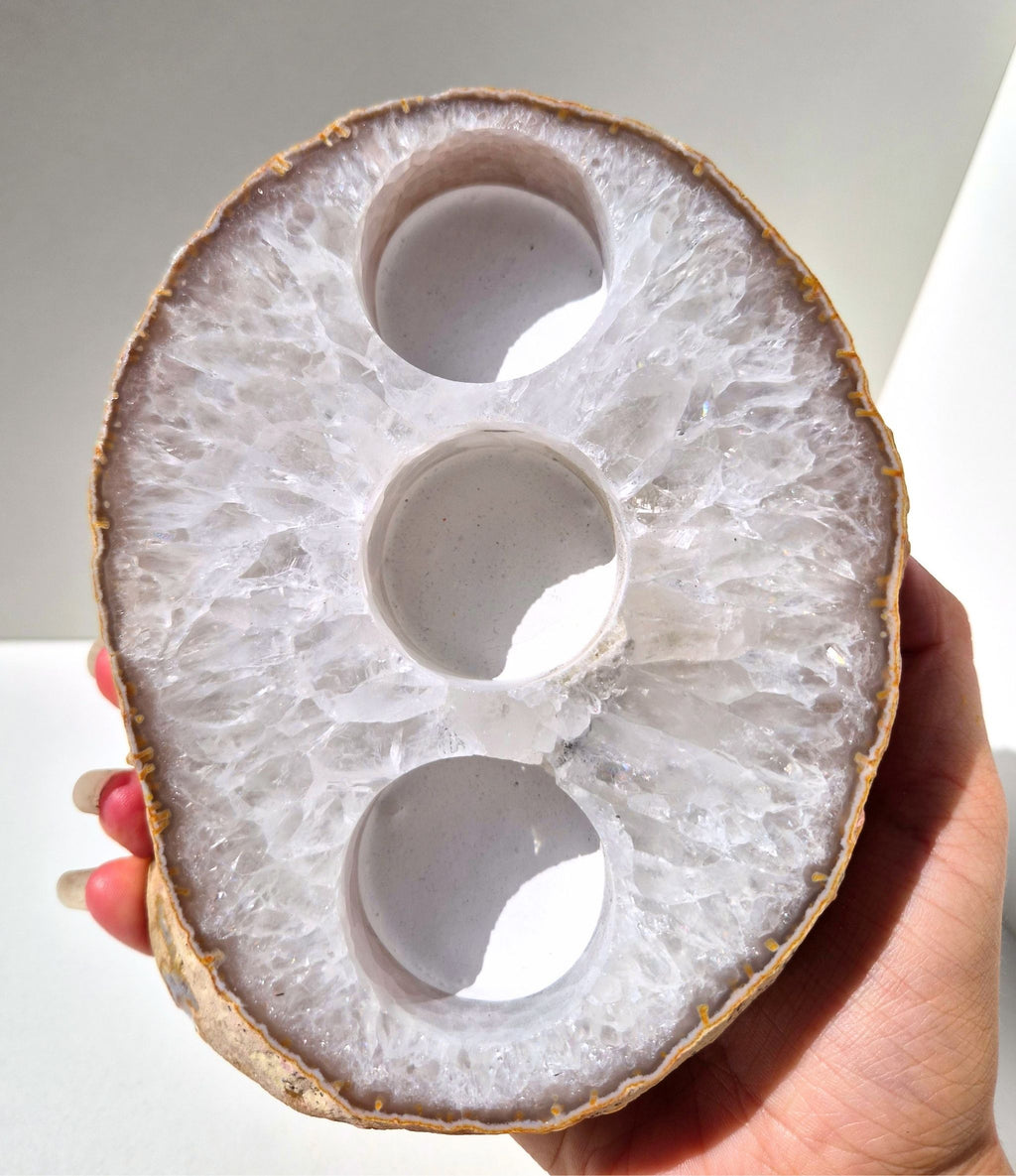 Agate tea light holder