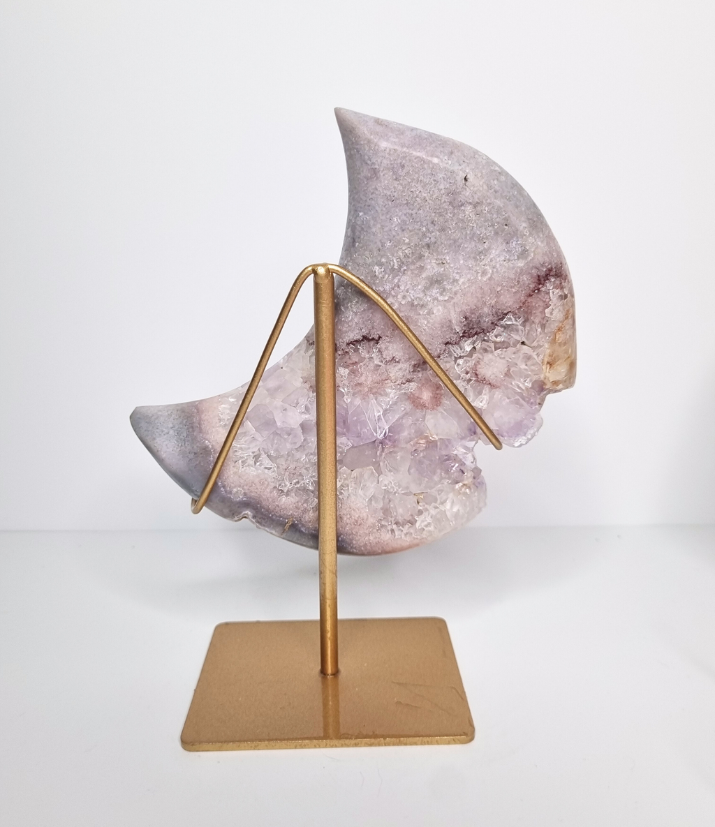 Roze amethist maan op standaard