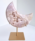 Pink amethyst moon on stand