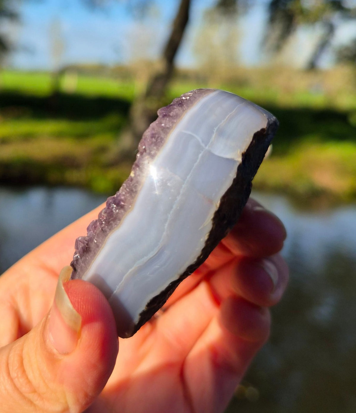 Améthyste avec agate cœur