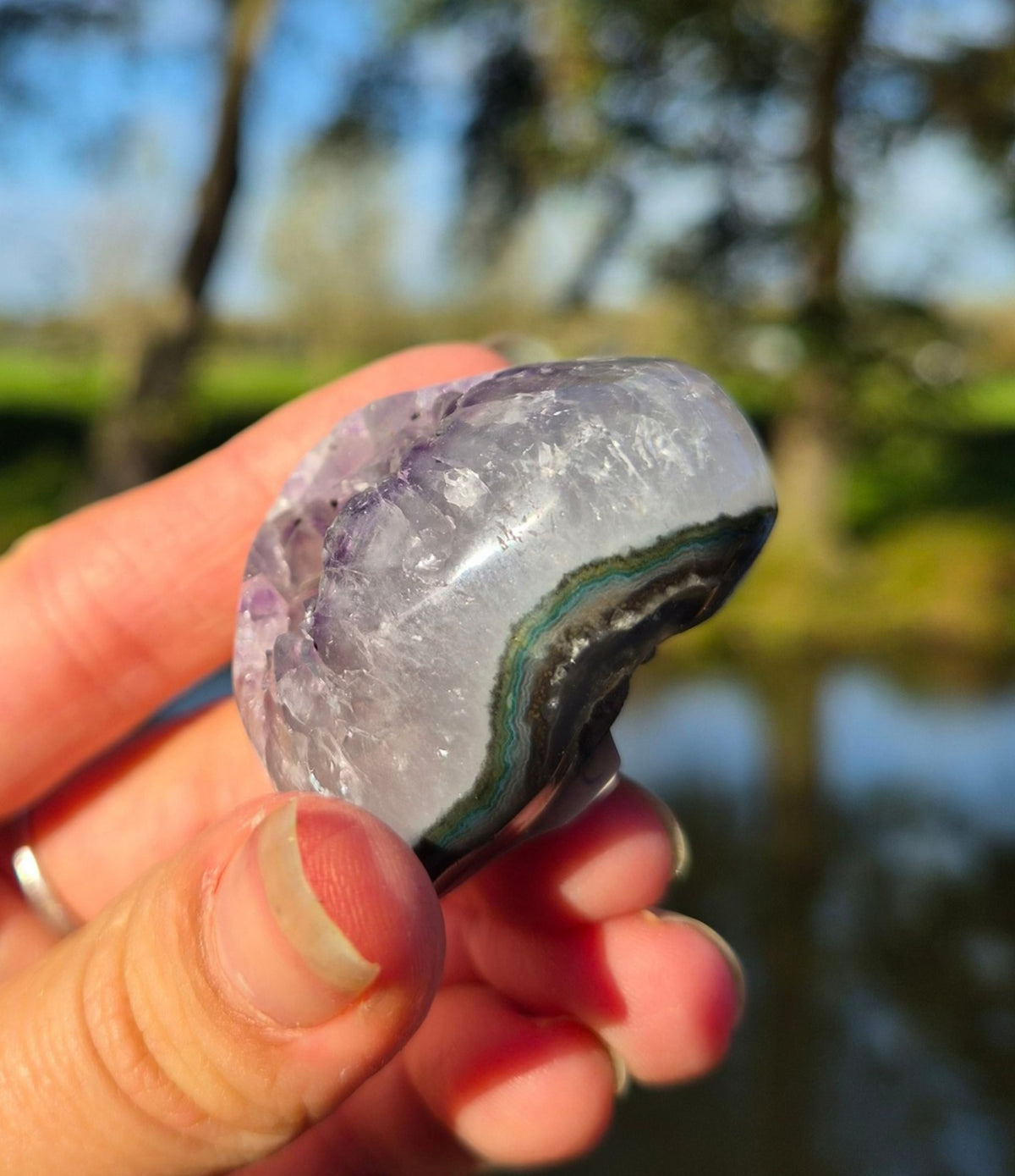 Améthyste avec agate cœur