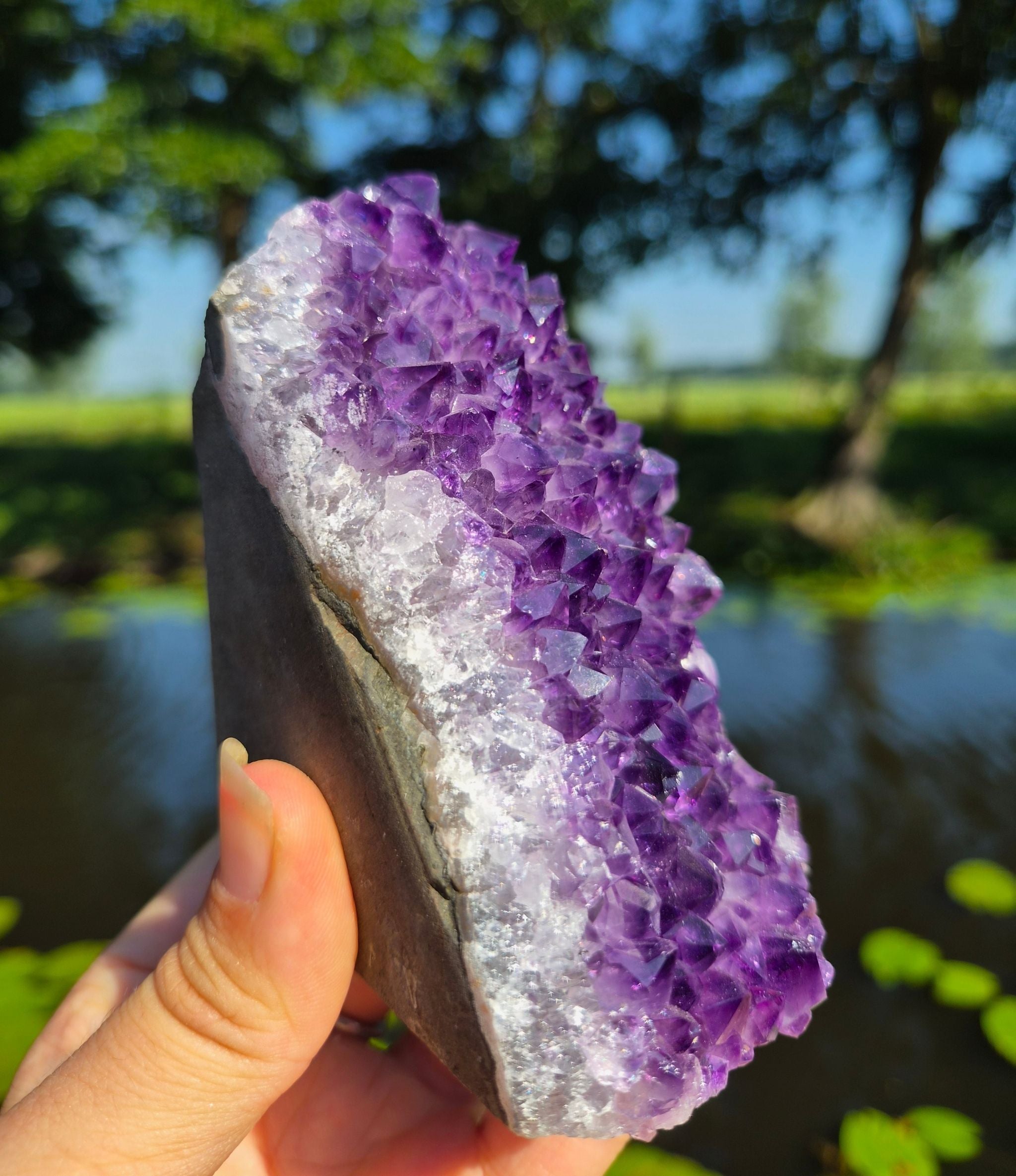 Black amethyst on base