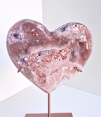 Pink amethyst heart on stand