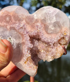 Pink amethyst heart stand