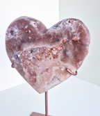 Pink amethyst heart on stand