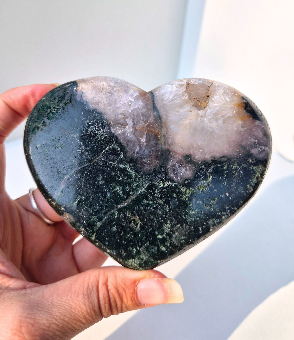 Pink amethyst heart stand