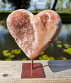 Pink amethyst heart stand
