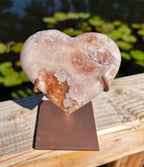 Pink amethyst heart stand