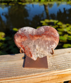Pink amethyst heart stand