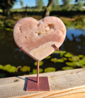Pink amethyst heart stand