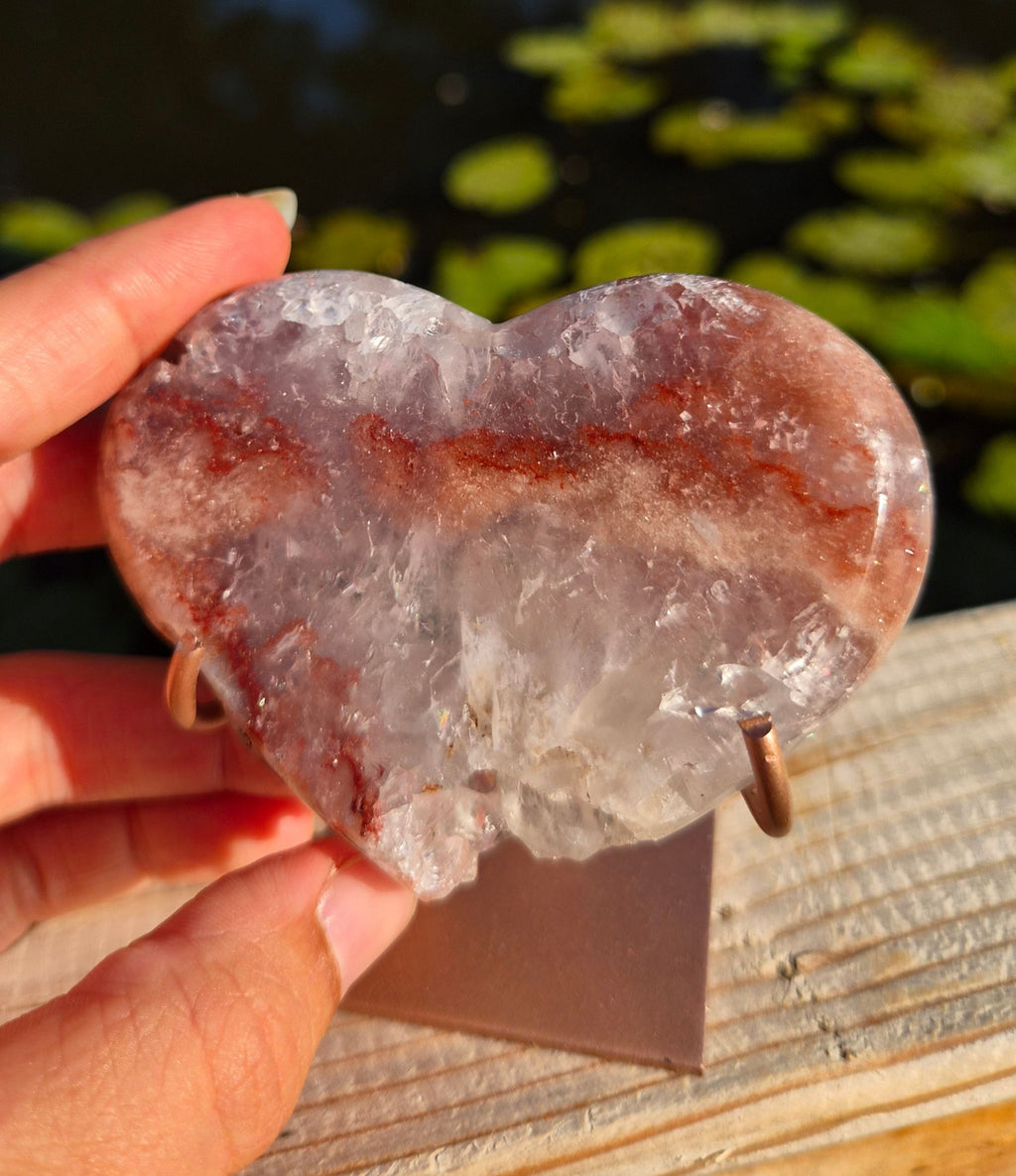 Pink amethyst heart stand