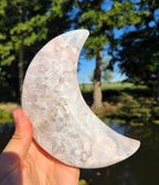 Pink amethyst moon on stand