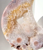 Pink amethyst moon on stand