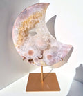 Pink amethyst moon on stand