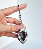Agaat geode met angel aura coating sleutelhanger