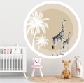 Behangcirkel giraffe | Behang voor kinderkamer| ⌀ 125 cm