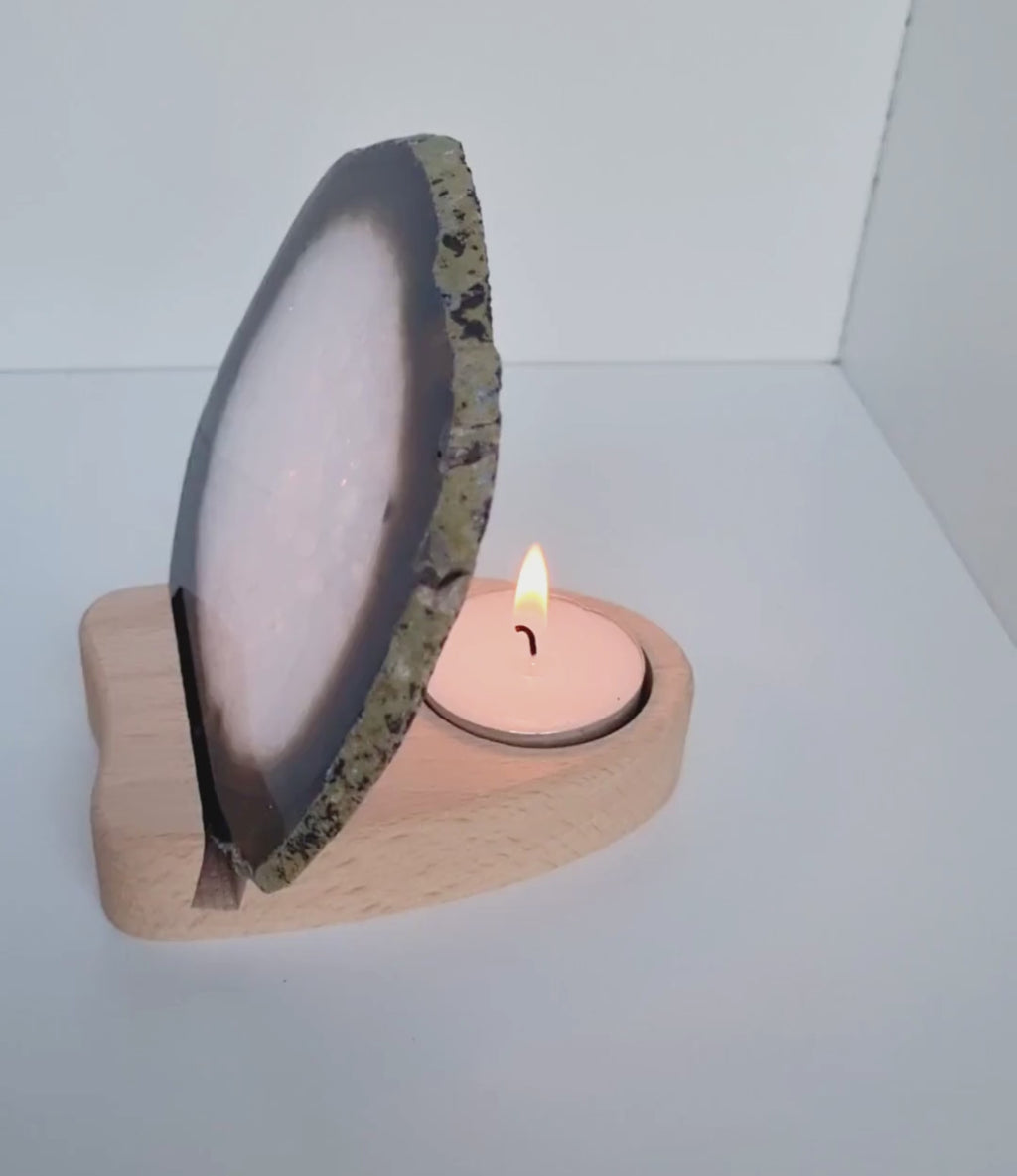Agate disc with tealight holder