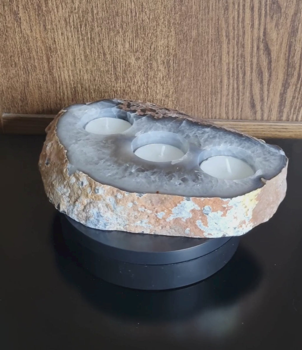 Agaat waxinelichthouder