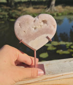 Pink amethyst heart stand