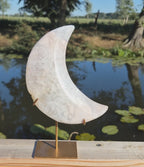 Pink amethyst moon on stand