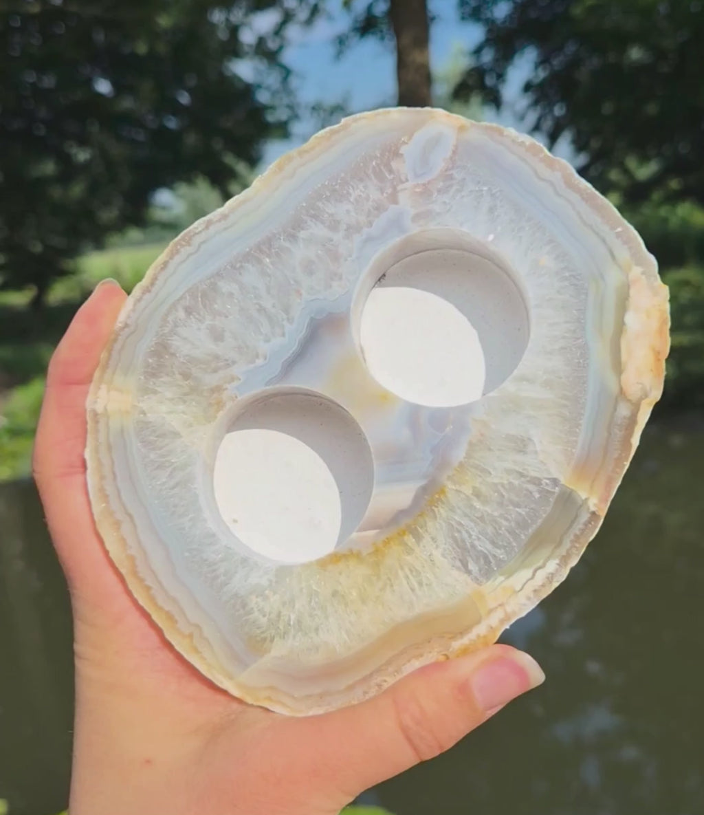Agate tea light holder