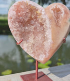 Pink amethyst heart stand