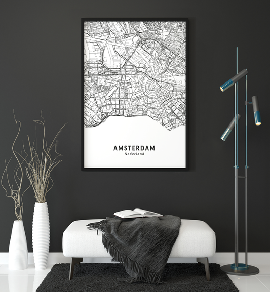 STREET MAP AMSTERDAM WANDDECORATIE