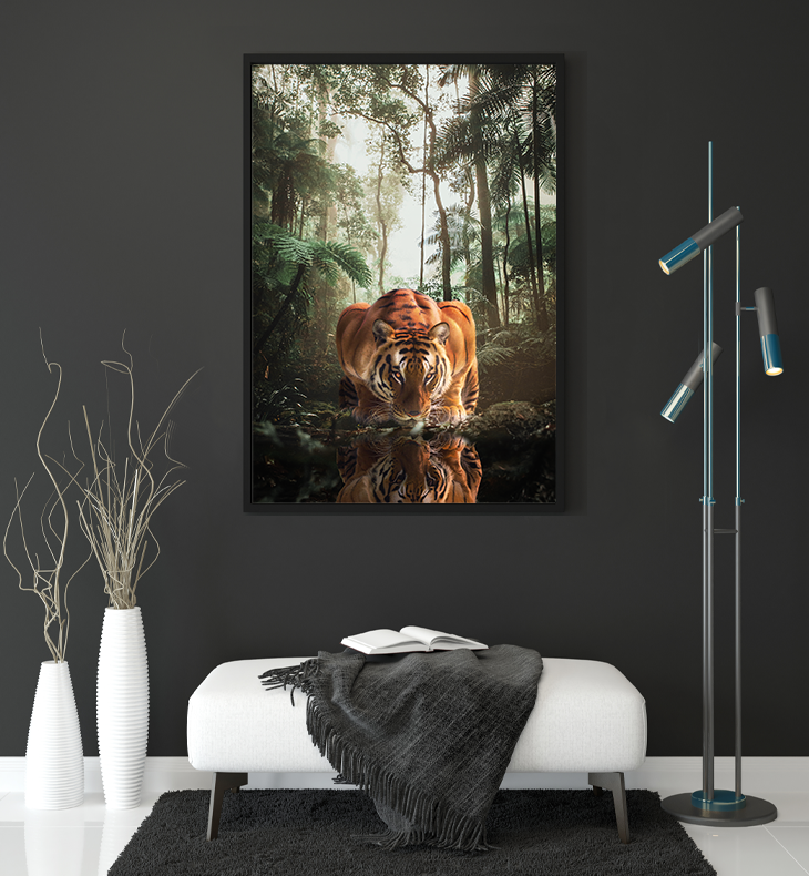 TIJGER REFLECTIE WANDDECORATIE